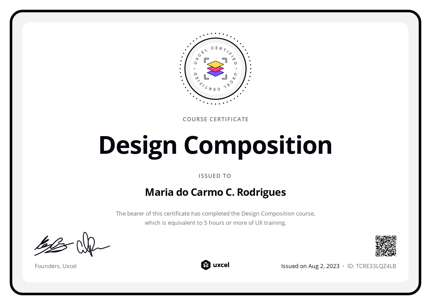 Maria Rodrigues's certificate